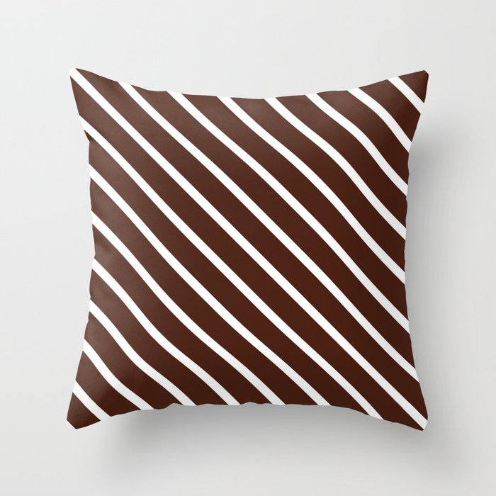 Chocolate Diagonal Stripes Throw Pillow
