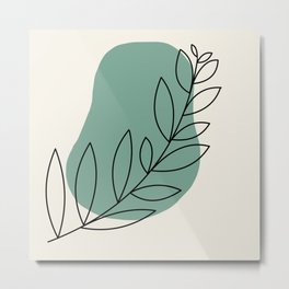 green boho branch Metal Print | Nature, Trendy, Bohoaesthetic, Digital, Minimalist, Sagegreen, Green, Nursery, Aesthetic, Leaves 