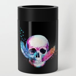 Colorful vibrant skull with feathers Can Cooler