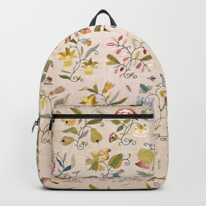 Antique Multicolor English Country Cottage Floral  Backpack