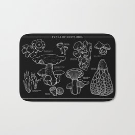 Funga of Costa Rica [Black] Bath Mat | Pattern, Black And White, Nature, Botanical, Drawing, Ink, Mushrooms 