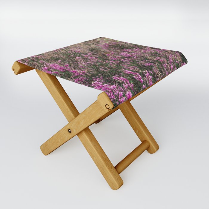 Dutch Heather field - Nature in the Netherlands - Posbank, Veluwe - Purple flower image Folding Stool