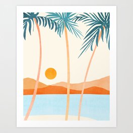 Palm Island Sunset Landscape Art Print