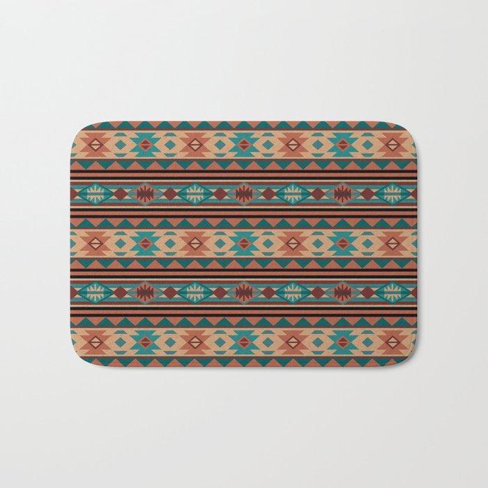 Southwest Design Turquoise Terracotta Bath Mat By Csforest Society6