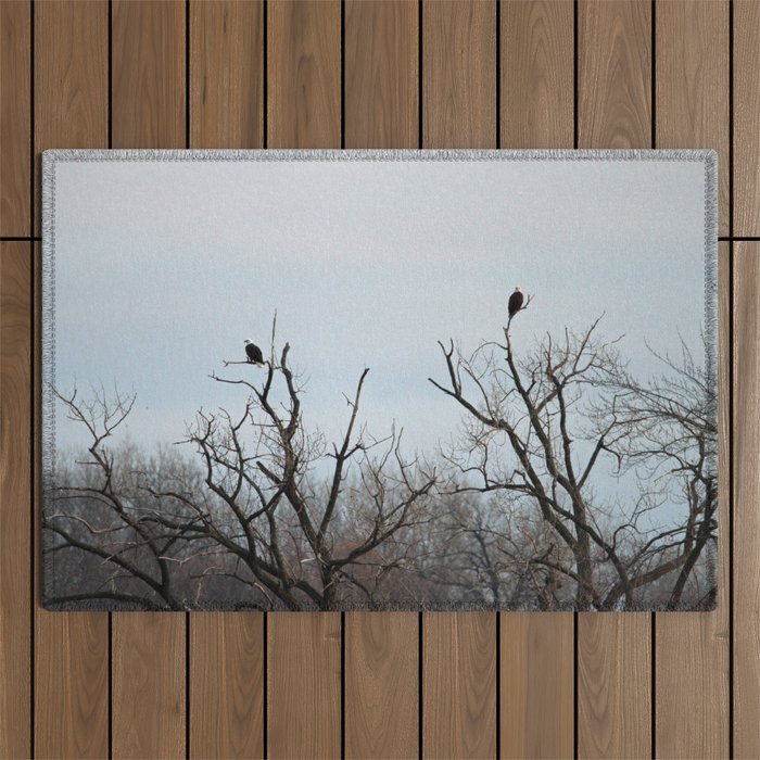 Eagles on the Tip Top of Trees Outdoor Rug