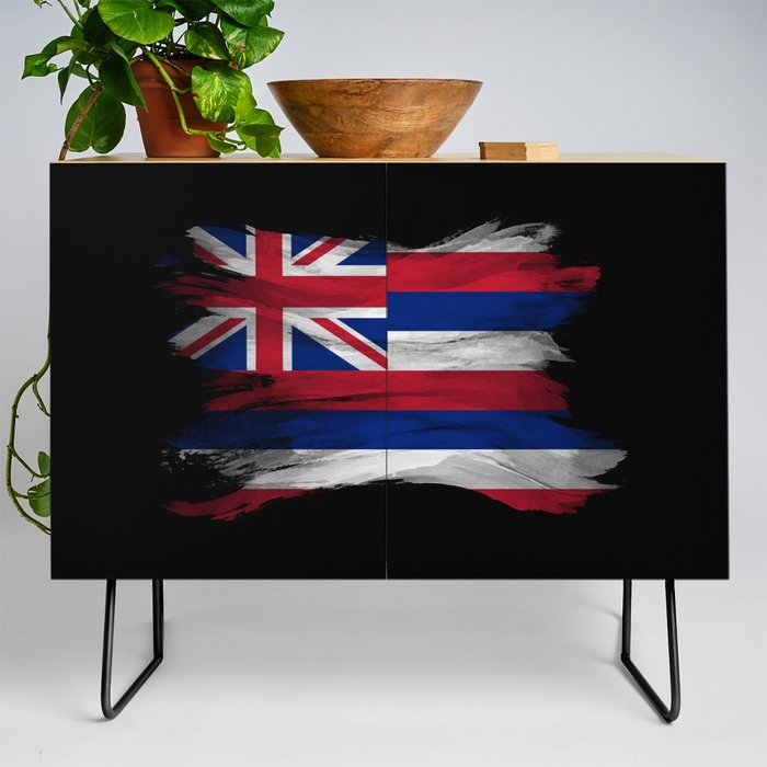 Hawaii state flag brush stroke, Hawaii flag background Credenza