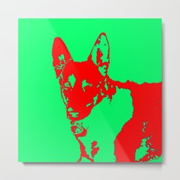 red Mitzi on green Metal Print | Shephard, Red, Dog, Photo, Nature, Sylized, Color, Digital, Vibrant, Green 