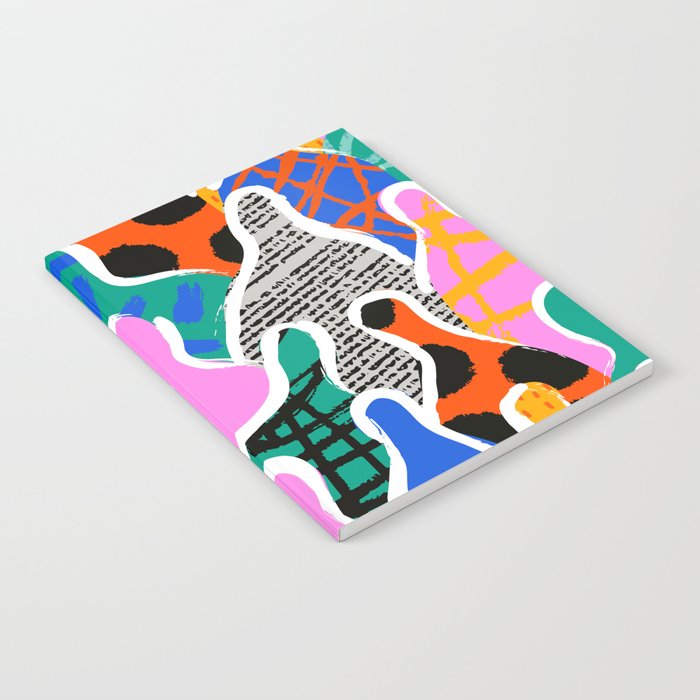 Colorful diverse people collage art pattern Notebook