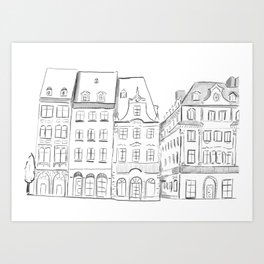 European Town City Scape Art Print