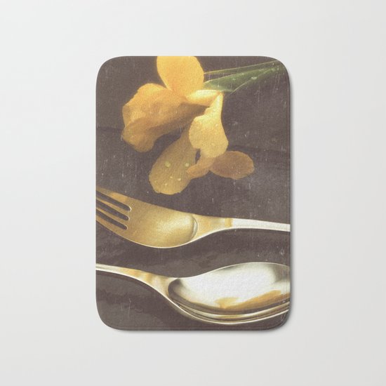 Flowers on Slate, variation 3 Bath Mat