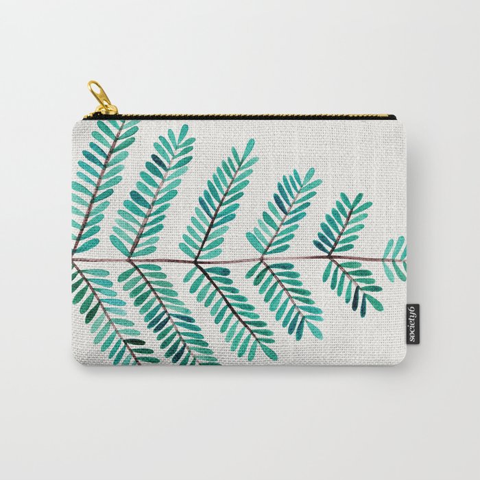 Turquoise Leaflets Carry-All Pouch