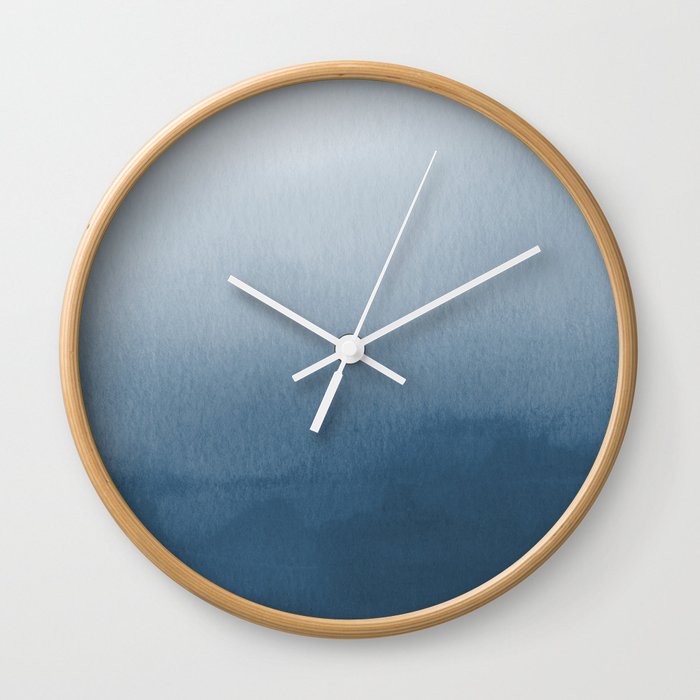 White & Blue Abstract Watercolor Blend Pairs To 2020 Color of the Year Chinese Porcelain PPG1160-6 Wall Clock