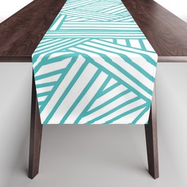 Sketchy Abstract (Teal & White Pattern) Table Runner