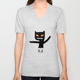 Le chat noir V Neck T Shirt