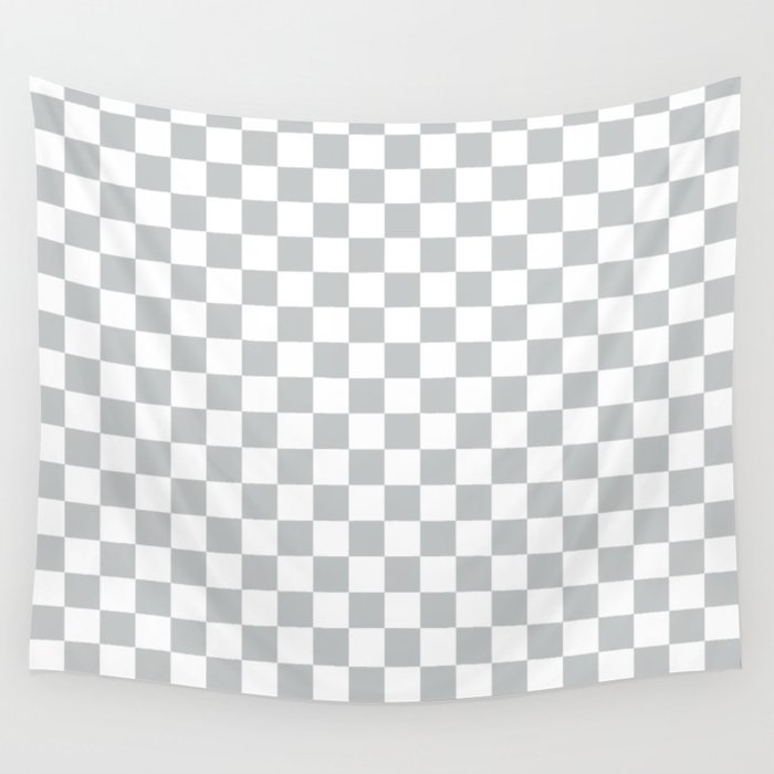 Light Grey Checkerboard Pattern Wall Tapestry