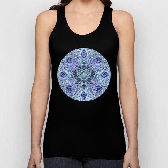 Navy Blue, Mint and Purple Boho Pattern Unisex Tank Top