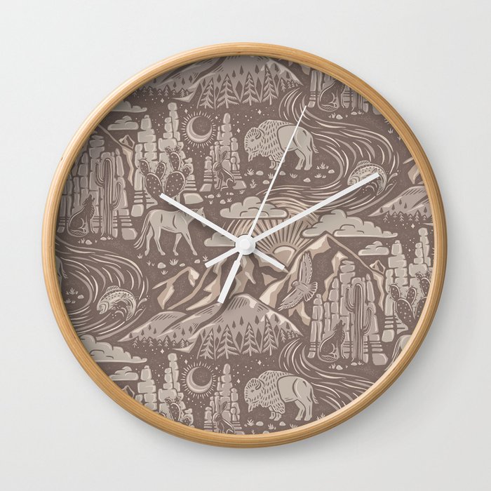 Wild West - Taupe Neutral  Wall Clock