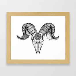 Ram Skull Mandala Print Framed Art Print