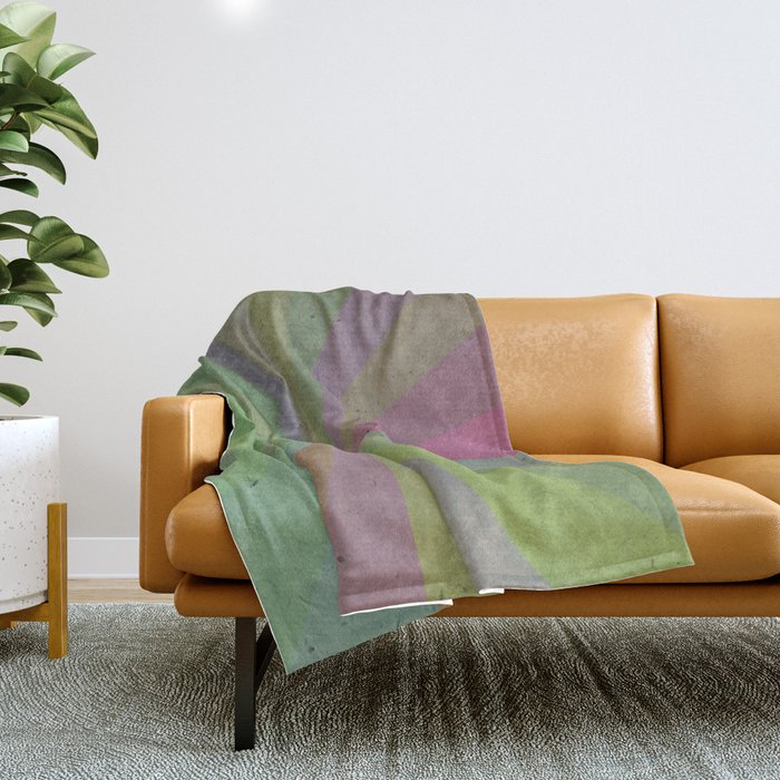 Radial Stripes - Earthy Colors Throw Blanket