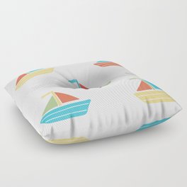 Cute colorful retro sailboats Floor Pillow