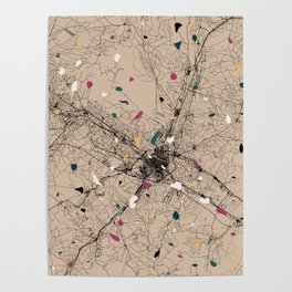 Spain, Zaragoza - Terrazzo City Map Collage Poster