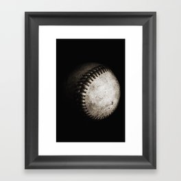 Battered Baseball in Black and White Framed Art Print