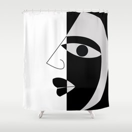 Black and white face Shower Curtain