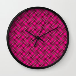Pink Plaid Wall Clock