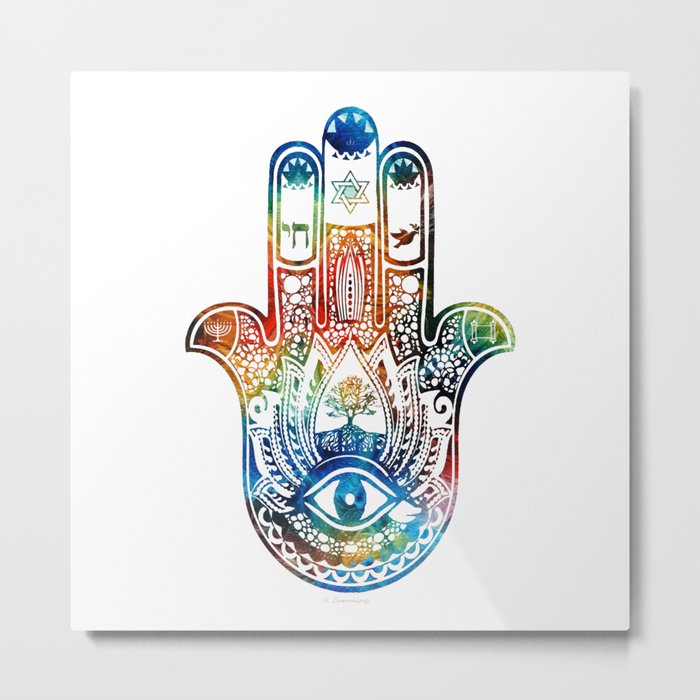 Colorful Hamsa Hand 2 - Jewish Art - Sharon Cummings Metal Print