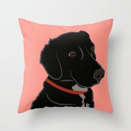 Black Lab with Red Collar Throw Pillow