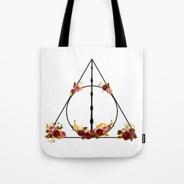 Deathly Hallows in Red and Gold Tote Bag