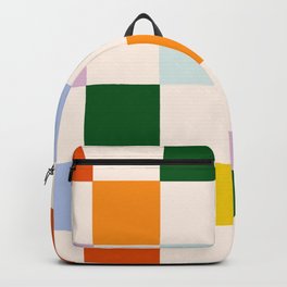 Retro Rainbow Checkerboard  Backpack | Painting, Nostalgic, Abstract, Rainbow, Happy, Illustration, Geometric, Shapes, Bright, Colorful 