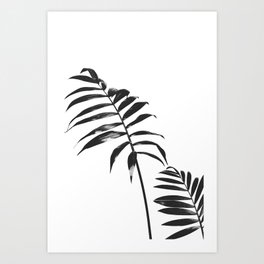 Abstract Parlour Palm Leaves Black and White Art Print