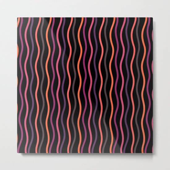 Happy Lines on Black Pink Version Metal Print