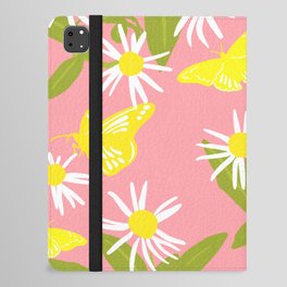 Little Daisies And Butterflies Retro Modern Peach iPad Folio Case