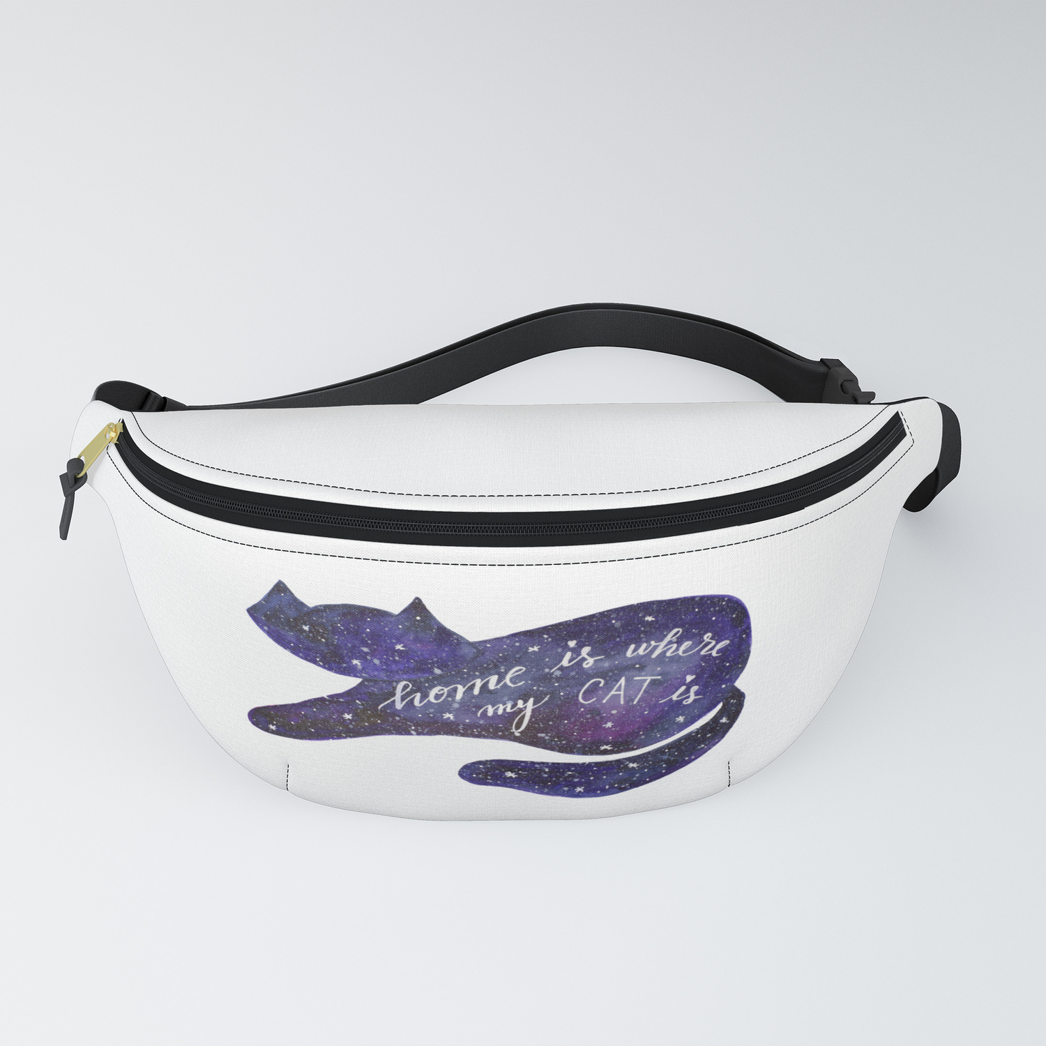 Watercolor Galaxy Cat Purple Fanny Pack By Wackapacka Society6