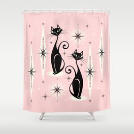 Mid Century Meow Retro Atomic Cats ©studioxtine Shower Curtain