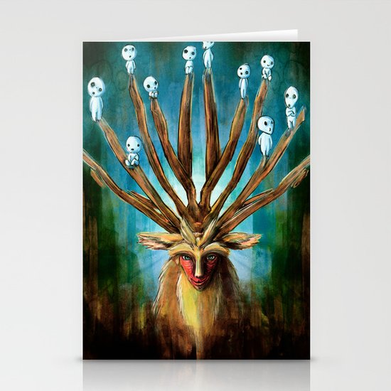 Princess Mononoke The Deer God Shishigami Tra Digital Painting. Stationery Cards