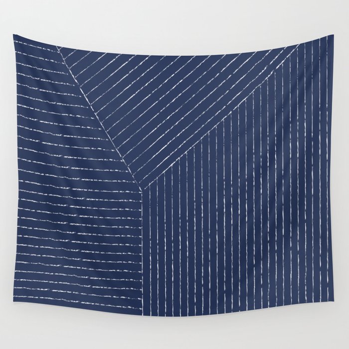 Lines (Navy) Wall Tapestry