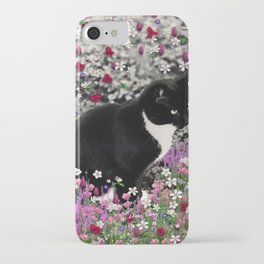 Freckles in Flowers II - Tuxedo Kitty Cat iPhone Case