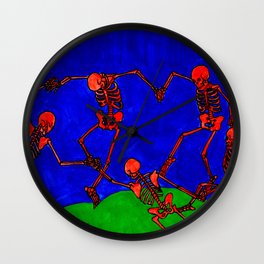 Red Dance, after Matisse Wall Clock | Digital, Henrimatisse, Dancing, Skeleton, Skeletons, Graphicdesign, Circledance, Ink, Death, Watercolor 