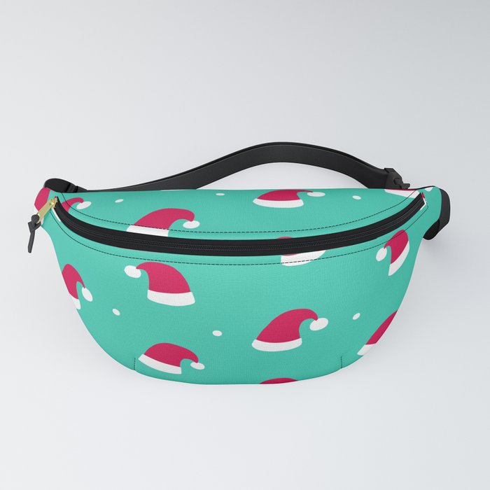 Christmas Pattern Red Turquoise Hat Fanny Pack