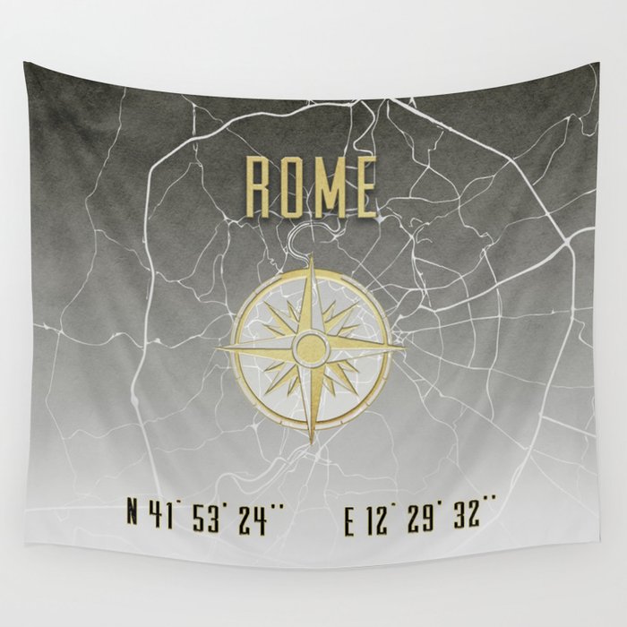 Rome - Vintage Map and Location Wall Tapestry