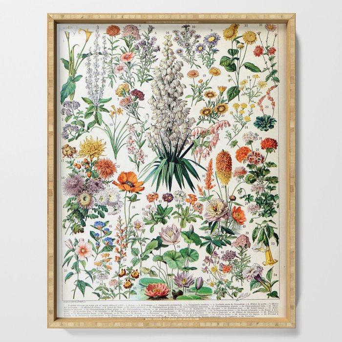 Adolphe Millot - Fleurs B - French vintage poster Serving Tray