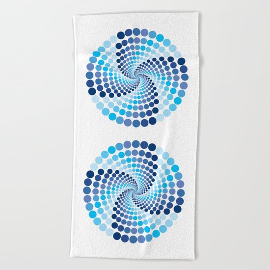 Blue Circles - Optical Game 10 Beach Towel