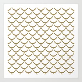 Gold and White Mermaid Scales Art Print