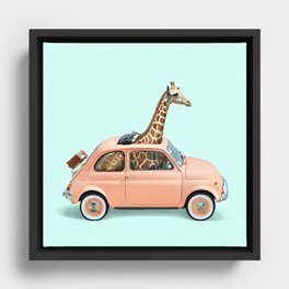 GIRAFFE CAR Framed Canvas