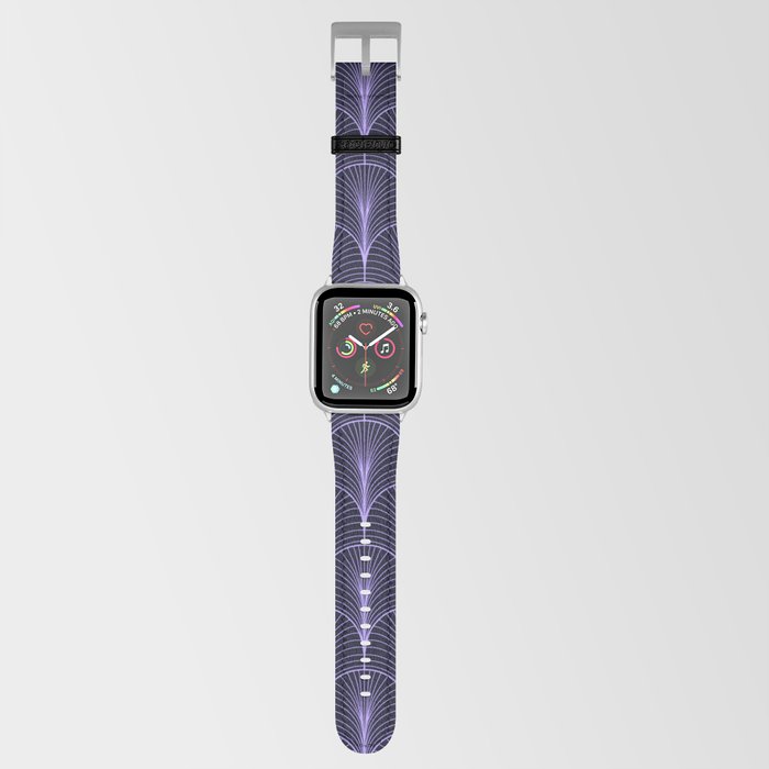 Midnight Navy Blue Very Peri Lavender Minimal Retro Art Deco Line Arch Pattern  Apple Watch Band