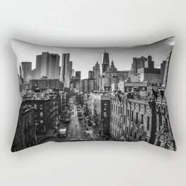 New York City skyline and Chinatown neighborhood in Manhattan black and white Rectangular Pillow