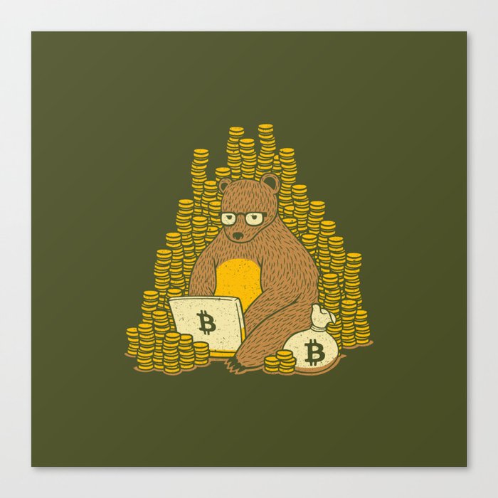 Bitcoin Miner T-shirt Bear Canvas Print